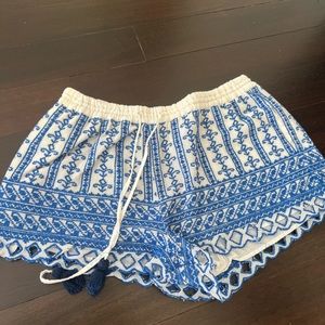 White and blue shorts set from boutique